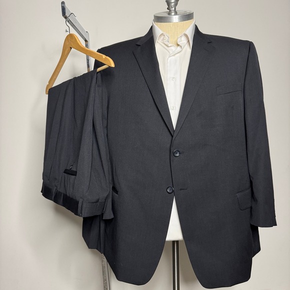 Pronto Uomo Platinum 50R 42R Black 100% Wool Executive Fit Suit - Picture 1 of 14